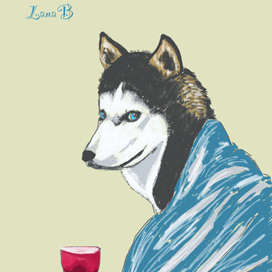 Хаски под пледом