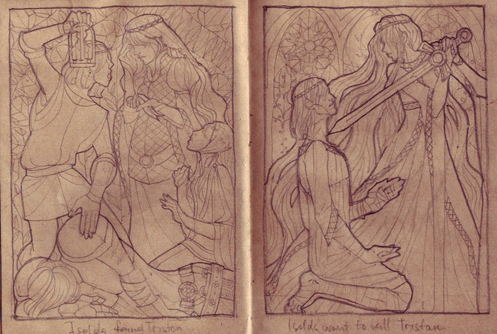 Изольда, Перенес и Бранжьена находят раненного Тристана / Изольда узнает убийцу Морольда