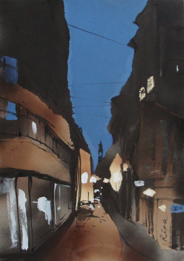 Прибалтийский альбом №2. Лист 17. Б., тушь, акриловый спрей, гуашь. 40х60