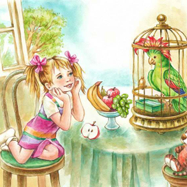 Попугай. К детскому стихотворению