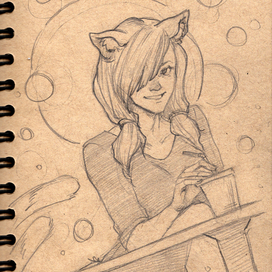 Набросок девочки-кошки