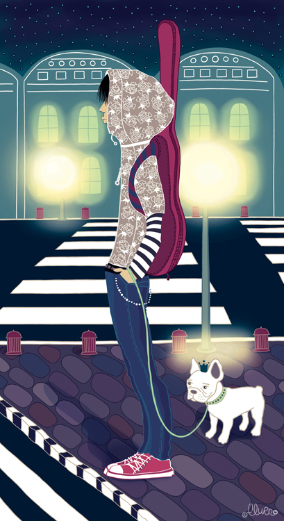 музыкант и бульдог