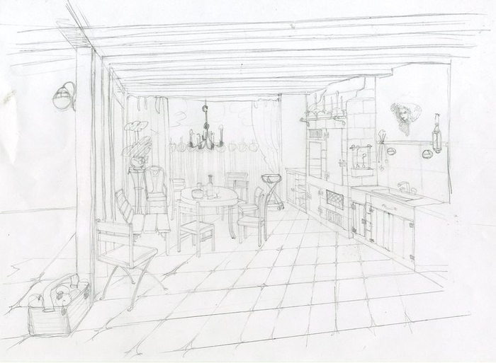 эскиз барбекю в карандаше