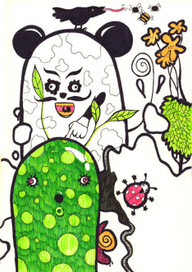 Лесная братва: енот, грибная спора, улитка, божекоровка, мухи & пчела.