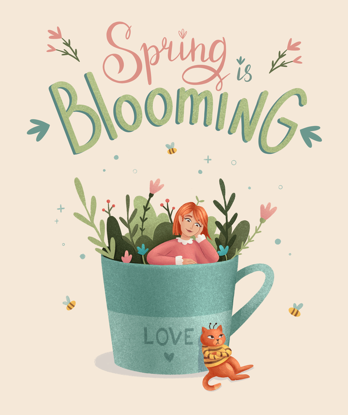 Весна цветет. Леттеринг