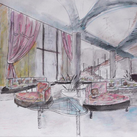 Эскиз вестибюля кафе