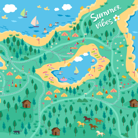 Festival map of camping summer vibes