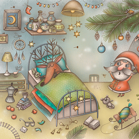 Для книжки "Санта и ленивый олень"