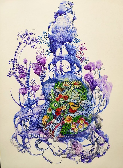 Под покровом Зимы. (на основе монотипии)