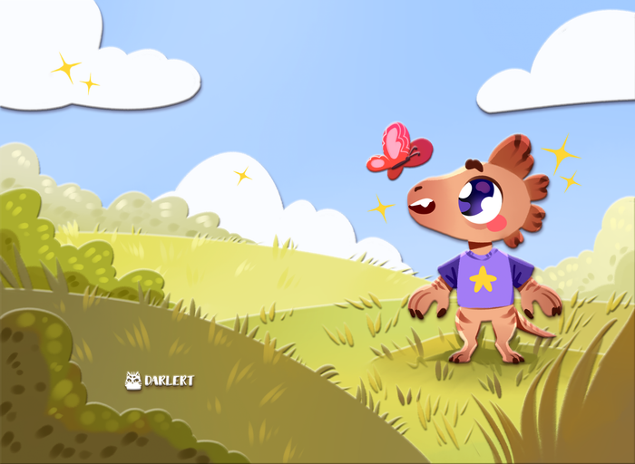 Динозавр на лугу