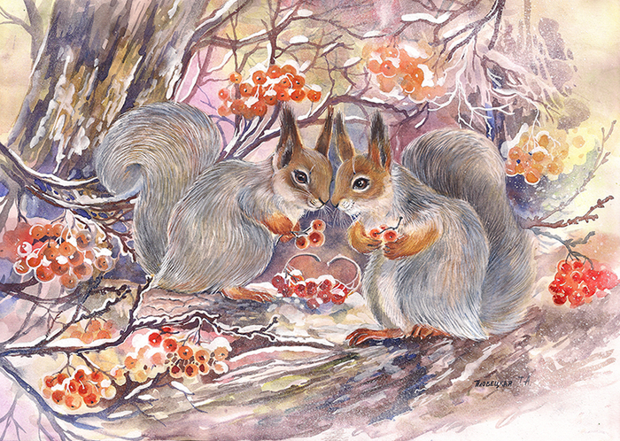 Белки в рябине