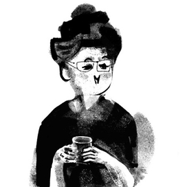 С кружкой  чая