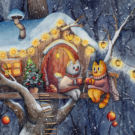 Домик на дереве. Новый год