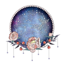 Кит и цветы