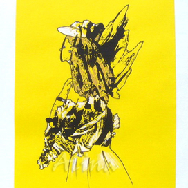 В шляпке. монотипия