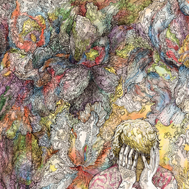 на дне в ирисах