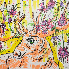 moose in flowers