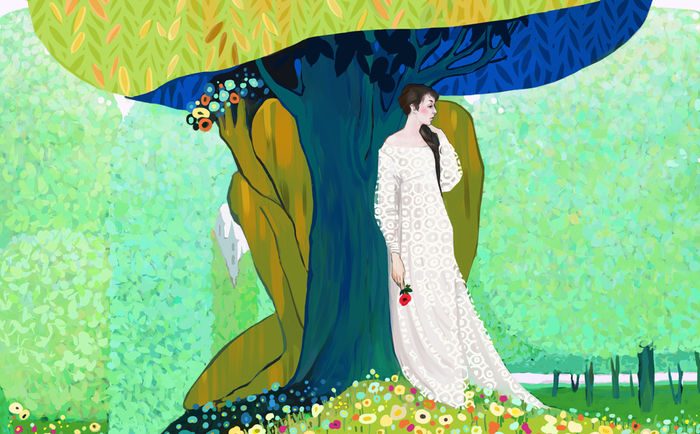 к сказке "Красавица и Чудовище" в стиле Густава Климта