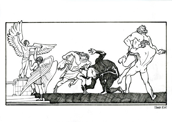 Мифографика. Эскиз к офорту.