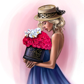 Девушка с цветочной коробкой