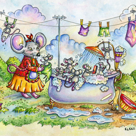 Иллюстрация "Веселое купанье"