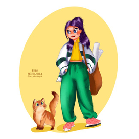 Девочка и кот.