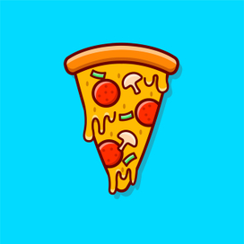 Cute cartoon pizza slice vector illustration