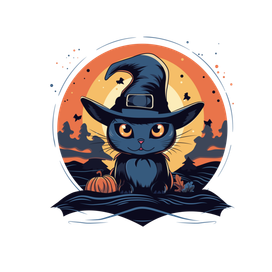 Сat in a Witch's Halloween Hat