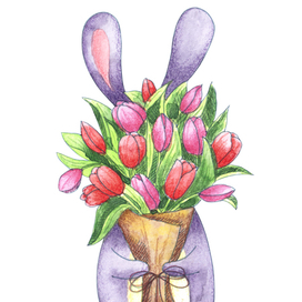 Зайчик с цветами