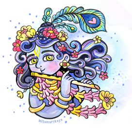 Кришна играет на флейте