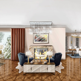 Гостиная с камином