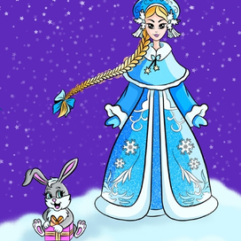 Снегурочка и зайчик.