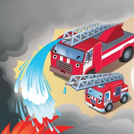 Сонные сказки про машинки. Книжки-картонки. Баю-бай, пожарная машинка! изд Клевер