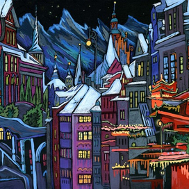 Город ночью. Праздник начался.