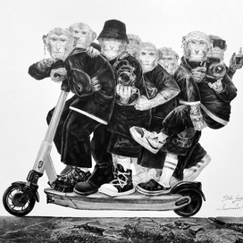 "Две беды" Леонтьев М. 2023 г. бумага, карандаш.