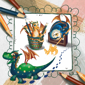 Открытка "Рисующие драконы"