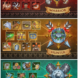 Сеты иконок для трёх классов персонажей ( фэнтези)