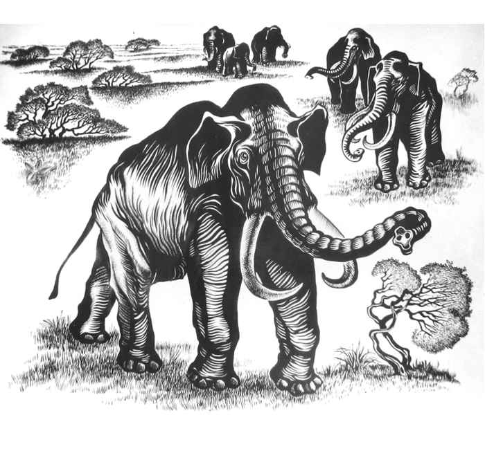 Хазарский слон. Реконструкция. Иллюстрация к книге. Алтай в кайнозойскую эру