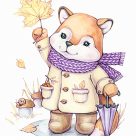 Лисенок с кленовым листиком