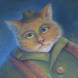 Кот в зеленом пальто