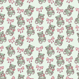 Бесшовный паттерн из мишек и бантов