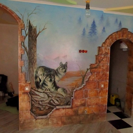 Пейзаж с волками