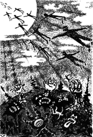 Иллюстрации к произведению И. Шмелёва "Солнце мёртвых" . Бумага А4, тушь, перо.