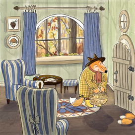 Лис-вышивальщик с грибной корзиной 