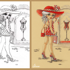 Открытка "Самой модной !" (эскиз)