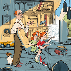 В кабинете у папы. Для книги "ЯРИК МИЛА и ЗАВОД" издательства МЕДИАРОСТ.