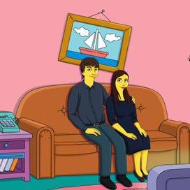 Портрет пары в стиле Симпсонов