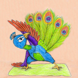 "Павлин". Вытяжение в сторону из положения стоя - Паршваконасана.