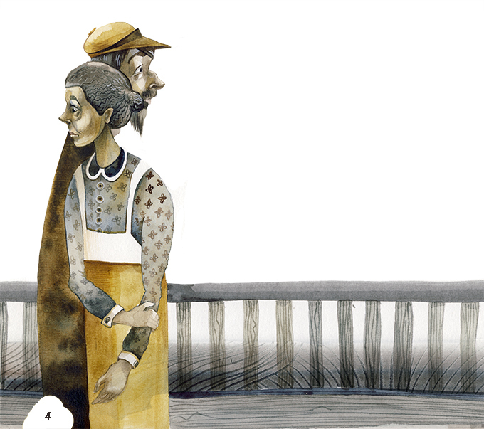 Хмурая пара и забор