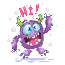 Веселый мультяшный монстр.